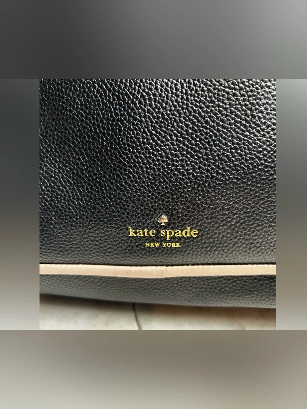 kate spade Black Tote with Cream Trim and Tassel